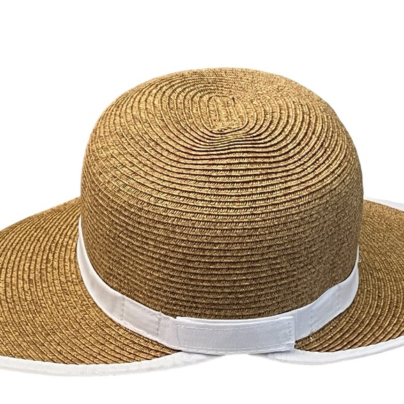 White and Beige Woven Half Brim Sun Hat UPF 50 + - Picture 7 of 10